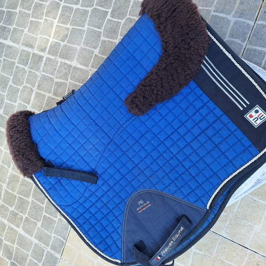 Premier Equine CC Merino Wool European Saddle Pad - Dressage Royal Blue/Navy Wool